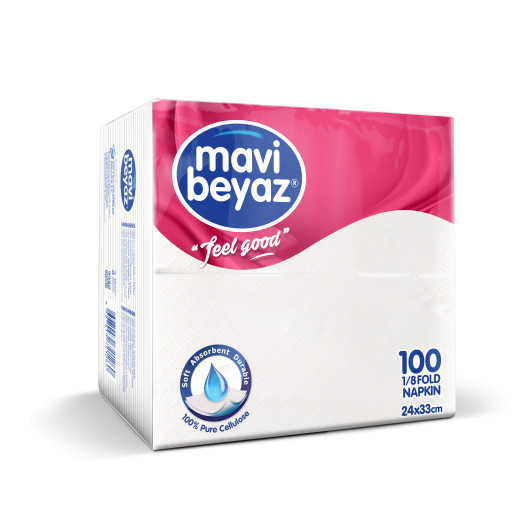 Mavi Beyaz 1/8 Fold Napkin